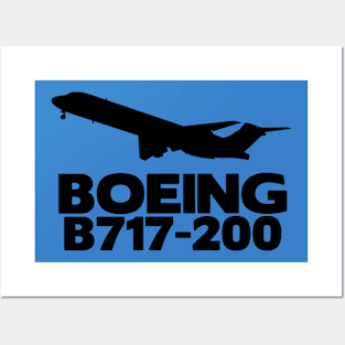 Boeing B717-200 Silhouette Print (Black) Posters and Art